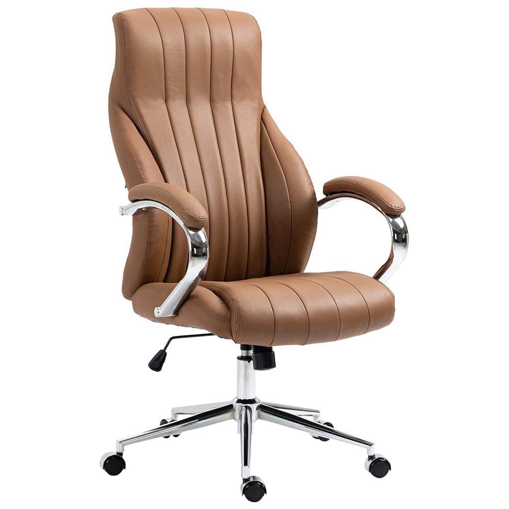 Chefsesssel DANIA, elegant und robust, Metallgestell, Echtleder, Farbe Hellbraun