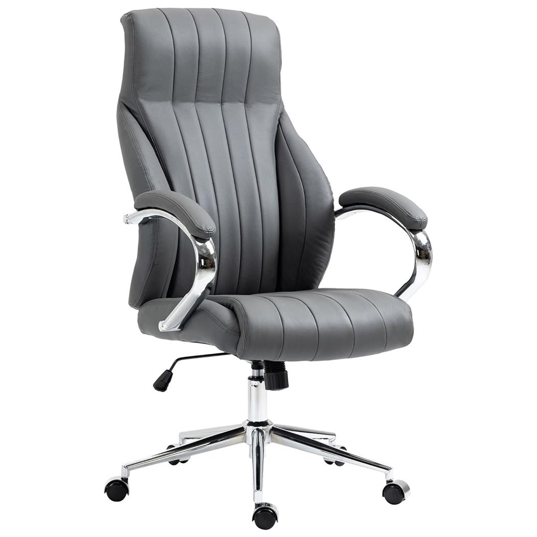 Chefsesssel DANIA, elegant und robust, Metallgestell, Echtleder, Farbe Grau