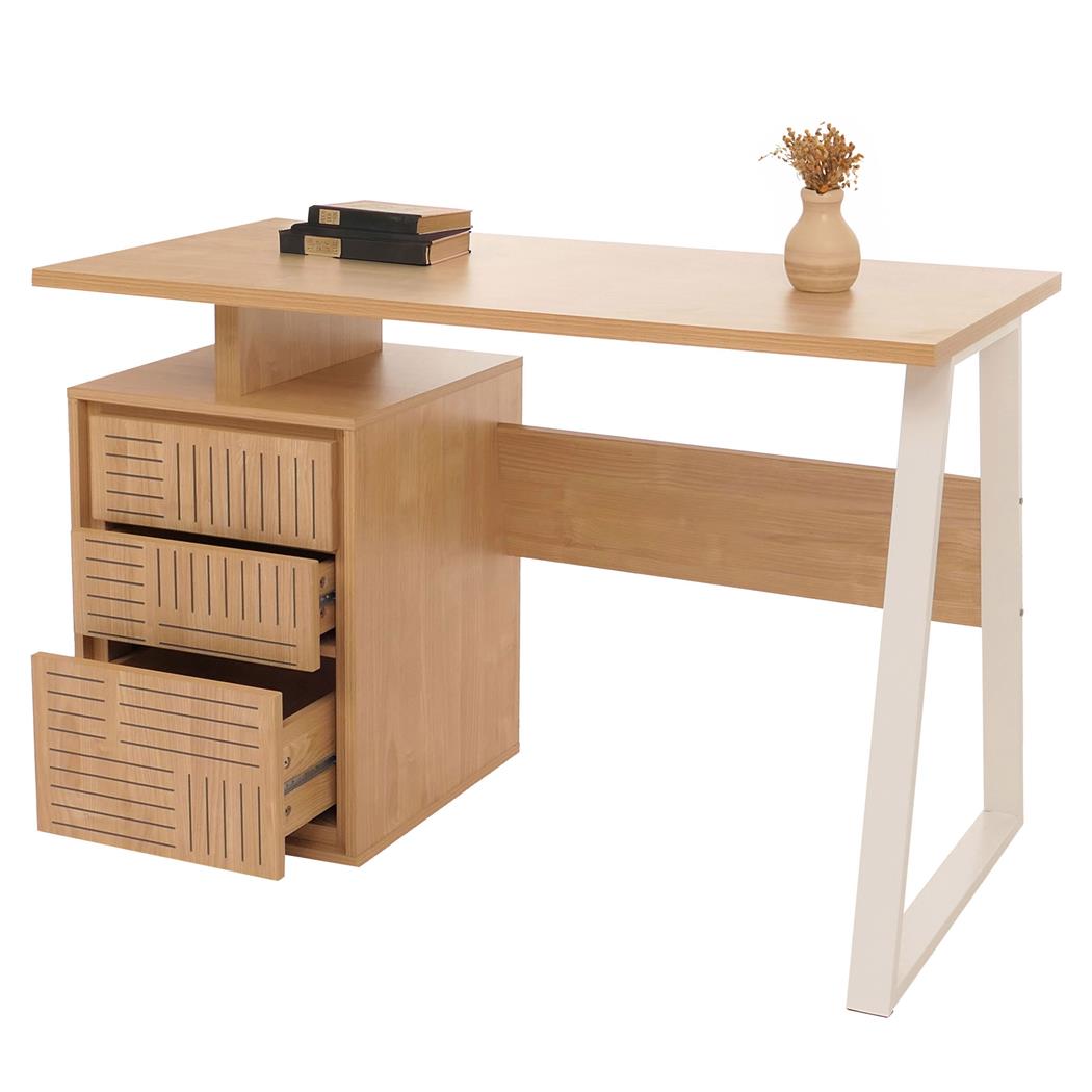 Bürotisch HESSEN, mit Schubläden, 118 x 58 x 77 cm, praktisch und elegant, Holz, Farbe Buche