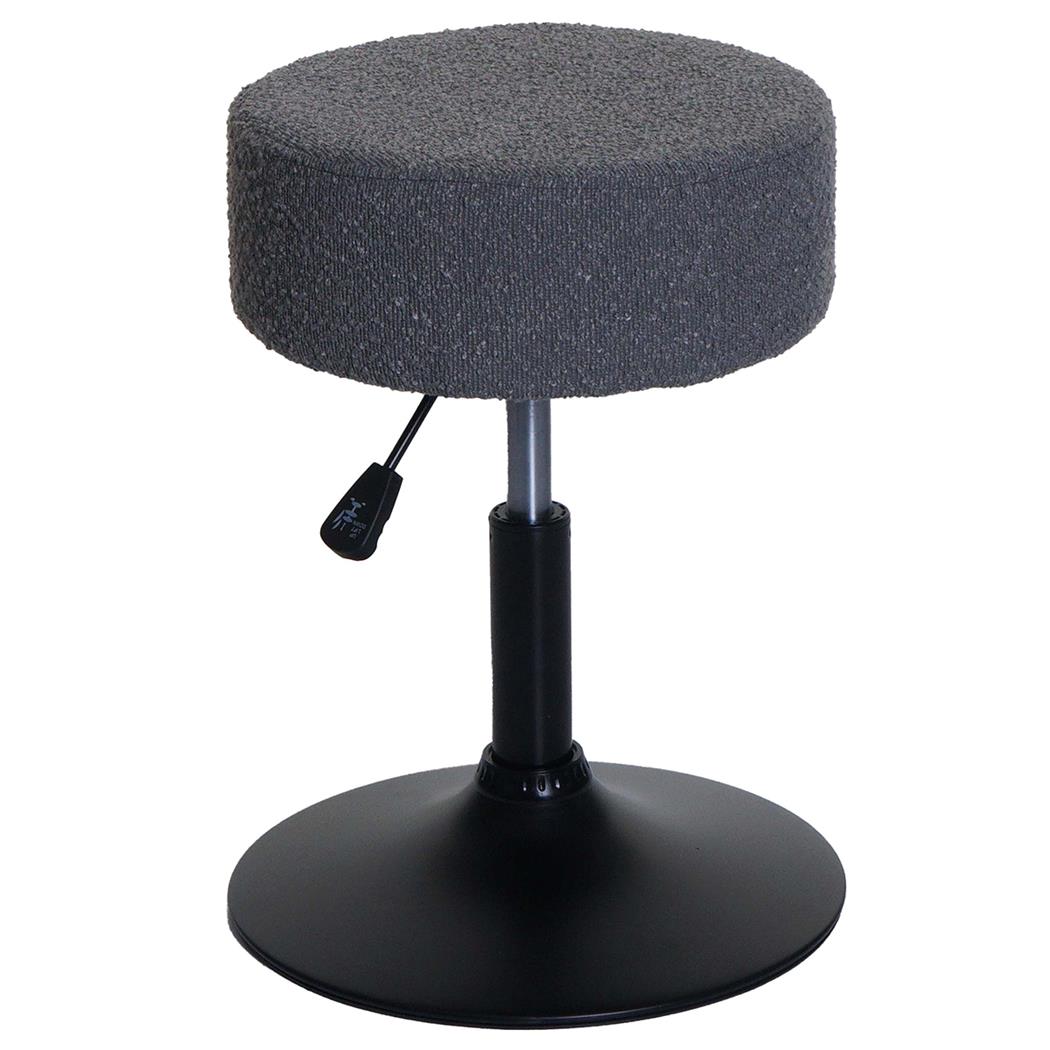 Arbeitshocker BLOOM, 360º drehbar, höhenverstellbar, bequem gepolstert, Bouclé-Stoffbezug, Farbe Dunkelgrau