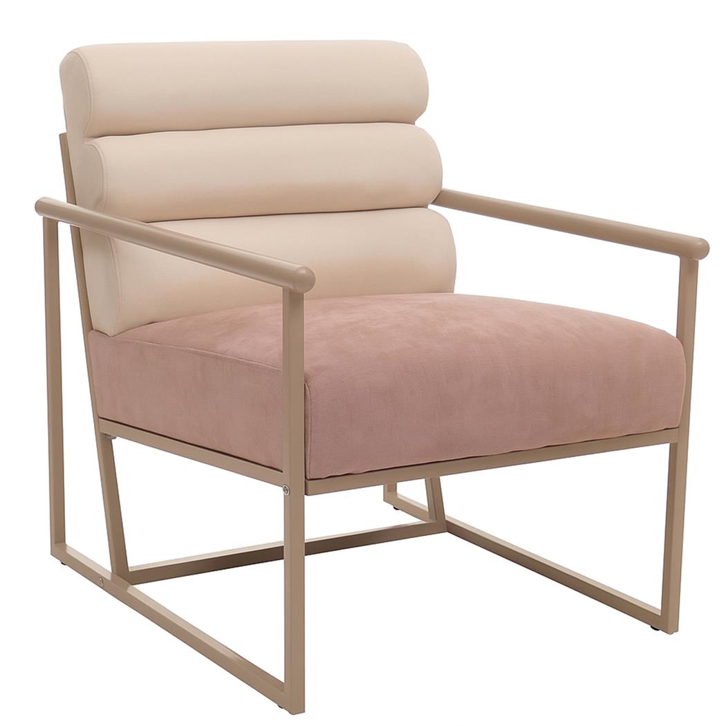 Bürosessel MILLS, Stahlgestell, bequem gepolstert, modernes Design, samtiger Stoffbezug, Farbe Beige/ Rosa
