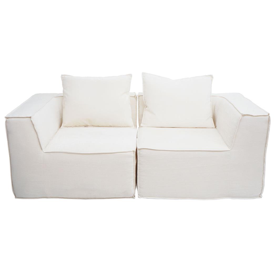 Sofa NANUK, 2-Sitzer, vielseitig und bequem, mit Kissen, Stoff, Creme