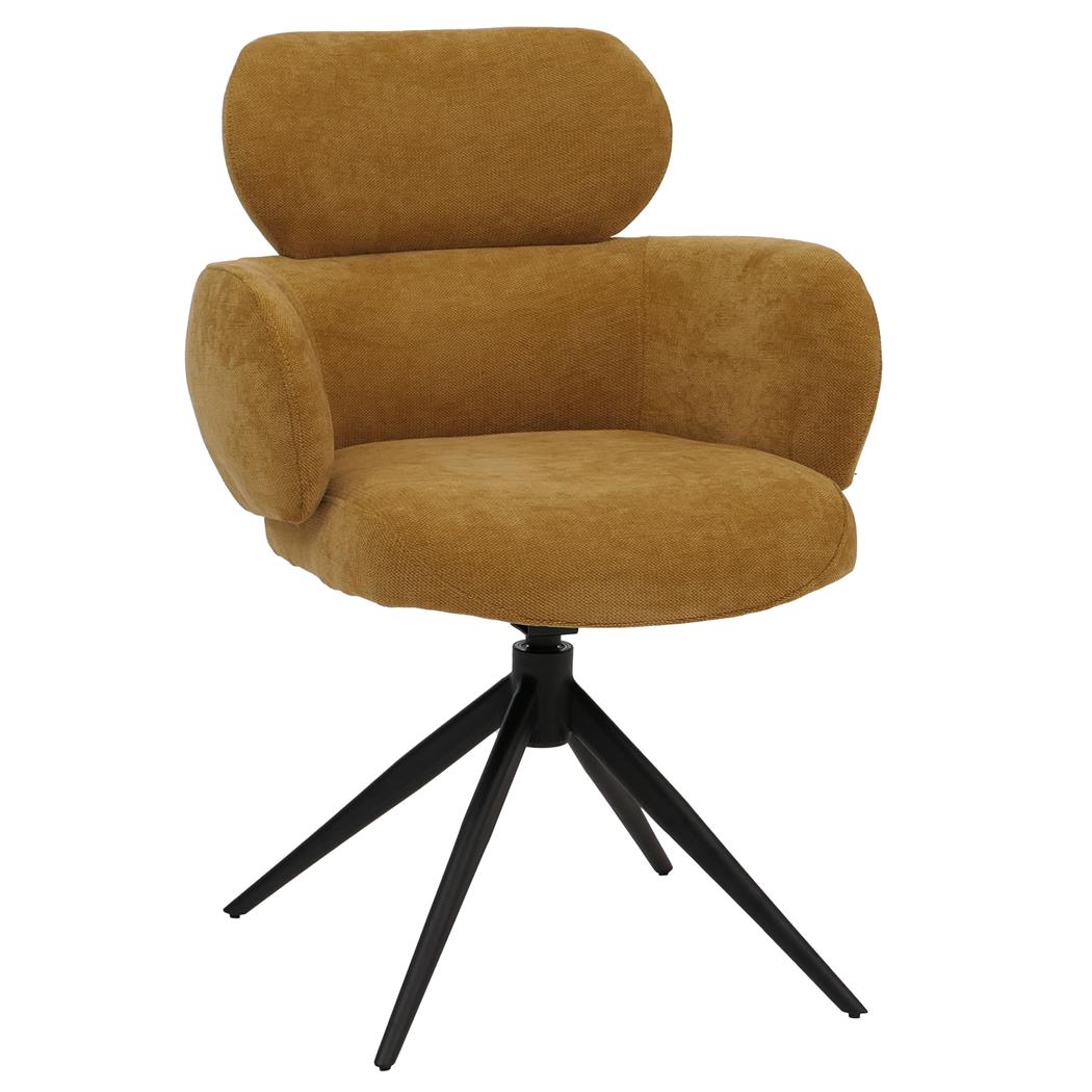 Besucherstuhl LINDEN, Designer-Drehsessel, integrierte Armlehnen, bequem gepolstert, Chenille-Stoff, Farbe Senfgelb