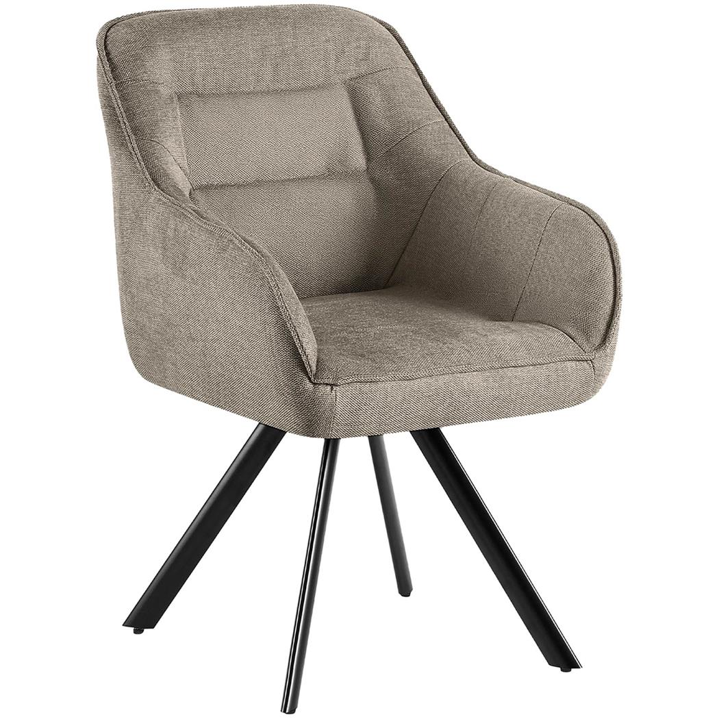 Besucherstuhl NISTAL, hoher Komfort, schwarzes Gestell, Stoff, Taupe