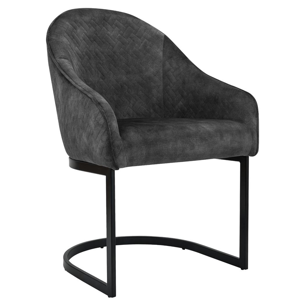 Besucherstuhl TIKA, modernes Design, Metallgestell, Samtbezug, Grau