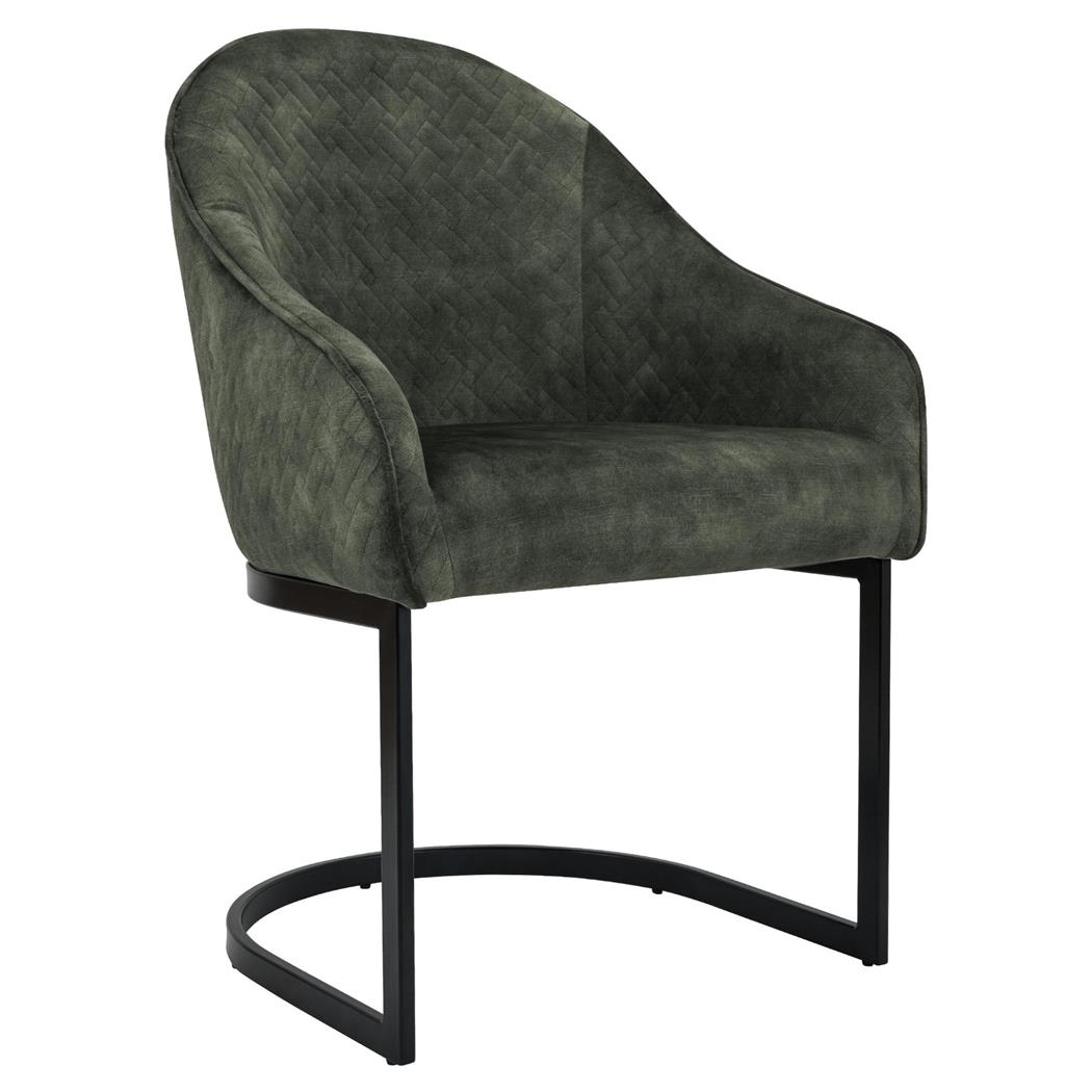 Besucherstuhl TIKA, modernes Design, Metallgestell, Samtbezug, Grün