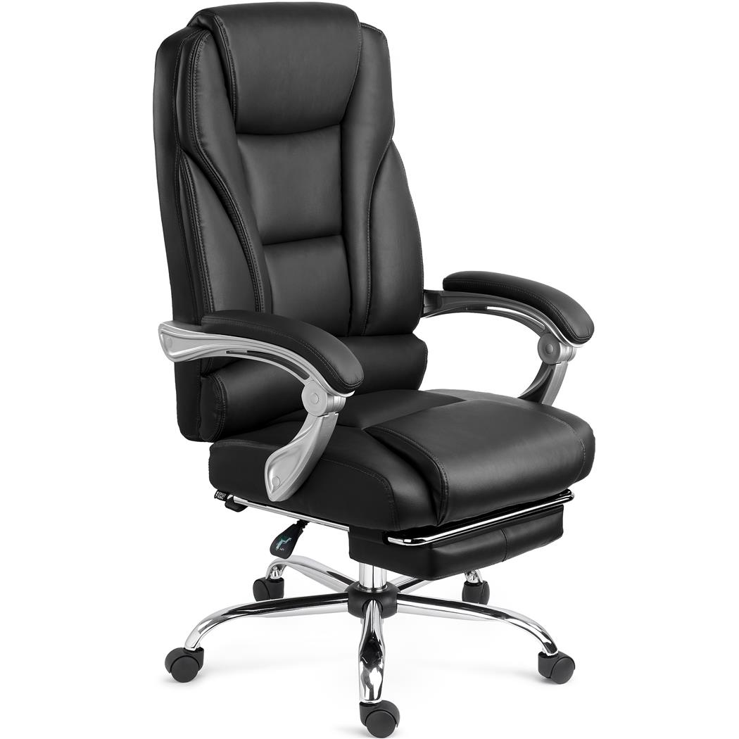 DEMO# Chefsessel KOMODITY LEDER, mit ausziehbarer Fußstütze, Farbe Schwarz