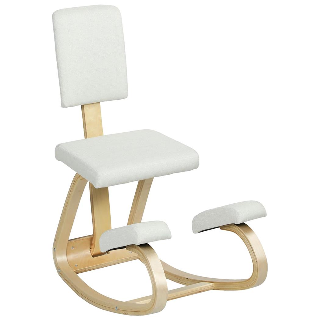 Kniestuhl MOLTY, Holzgestell, mit Rückenlehne, aus Stoff, Creme
