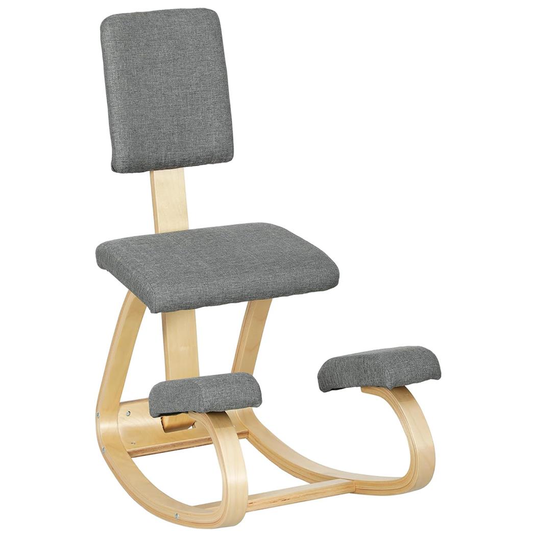 Kniestuhl MOLTY, Holzgestell, mit Rückenlehne, aus Stoff, Grau