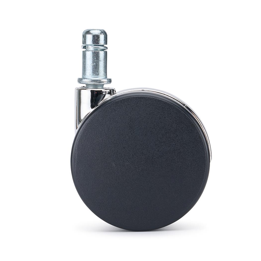 5er Set Hartbodenrollen Bürostühle LYRA, minimalistisches Design, verchromt, Farbe Schwarz