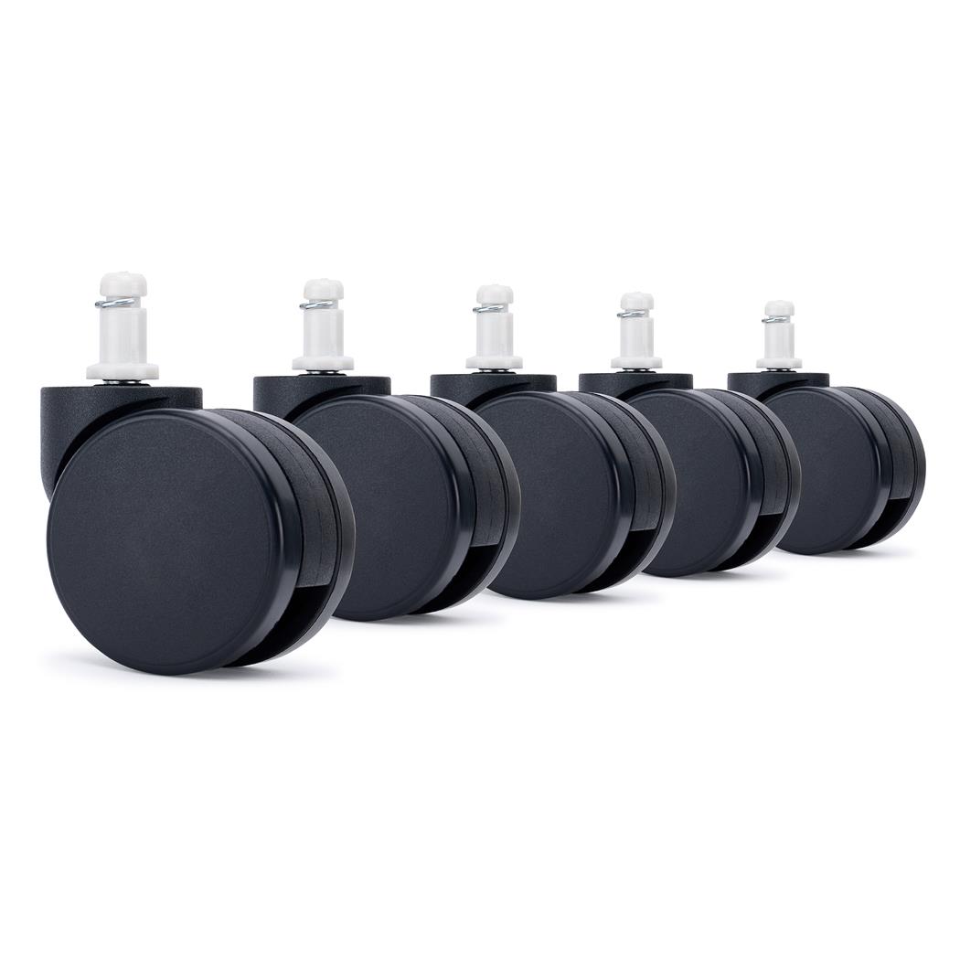 5er Set Rollen SILENT, 11x60mm Rollen mit Nylonstift, extra geräuscharm, Farbe Schwarz