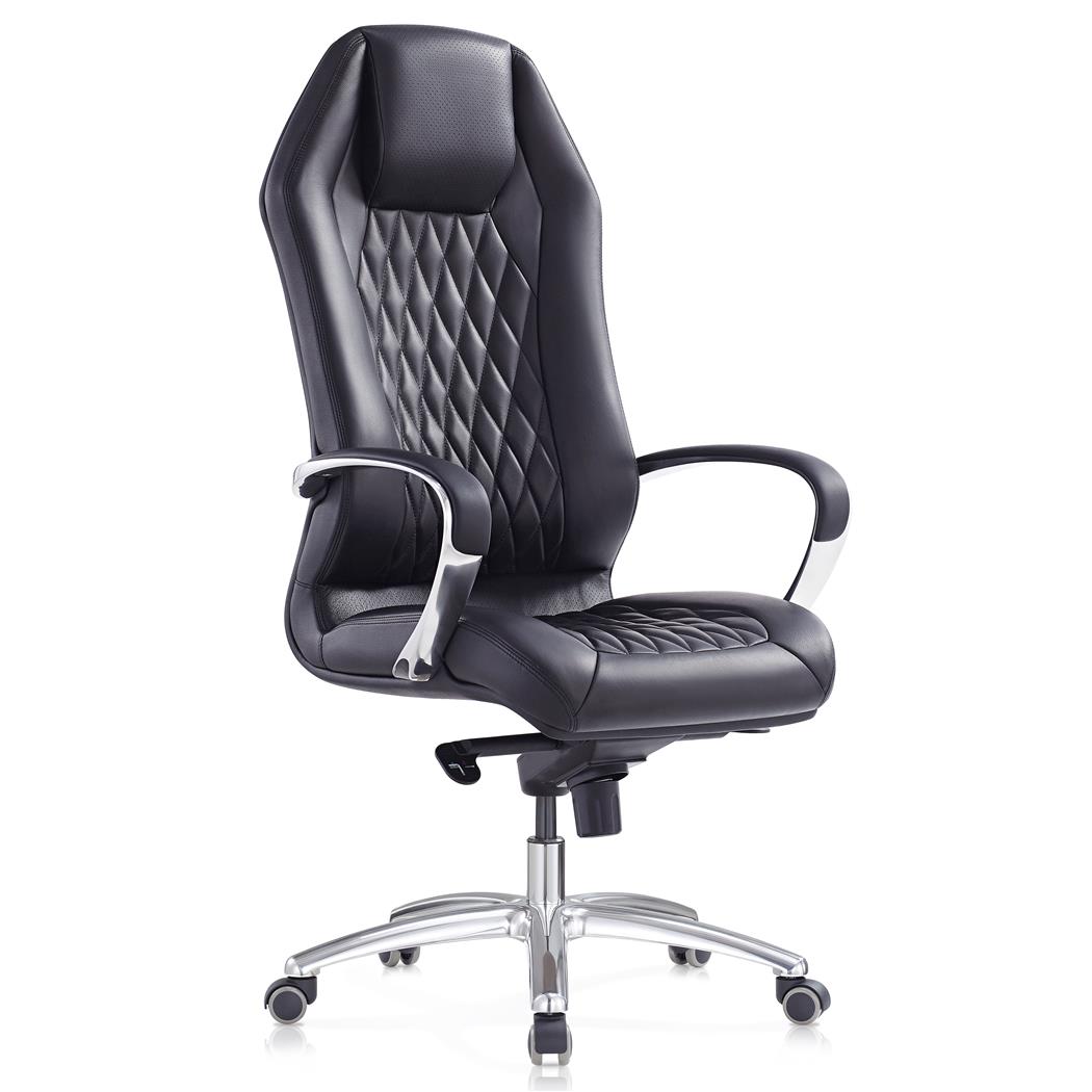 DEMO# Chefsessel BATURA, schönes Design, Naturleder, Farbe Schwarz