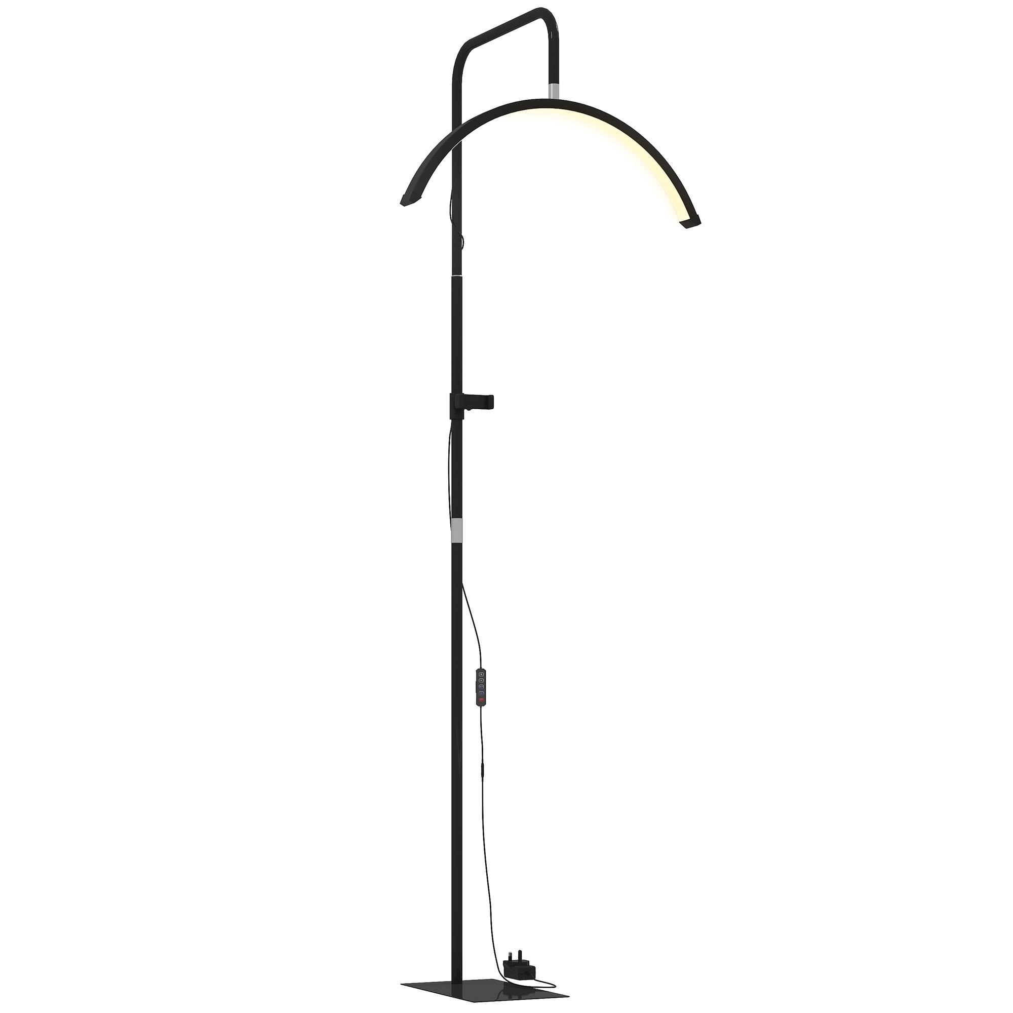 Büroleuchte CLARIT, Halbmondform mit 350° drehbarem Kopf, 7 Farbtemperaturen, dimmbar und mit Handyhalterung