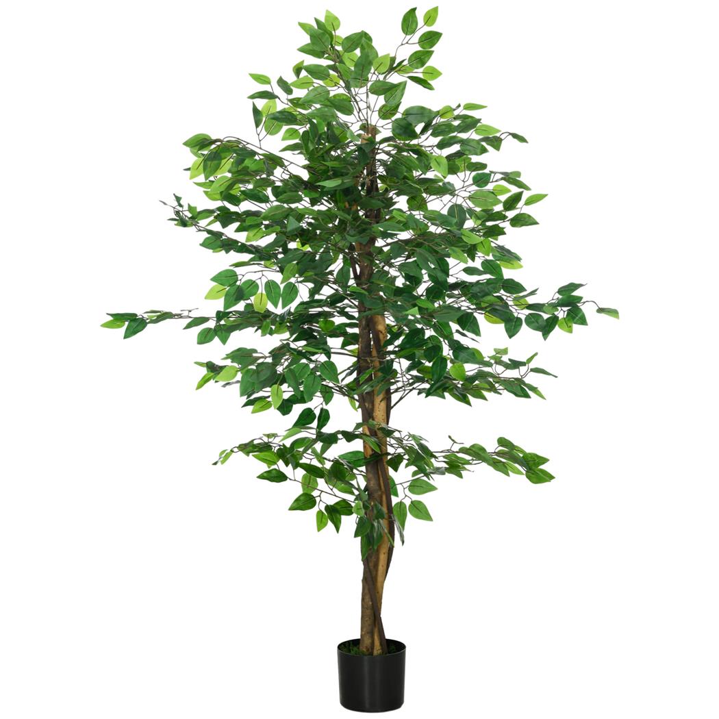 Büropflanze VIRA, künstlicher Ficus, Höhe 150cm, mit 882 Blättern in schwarzem Topf