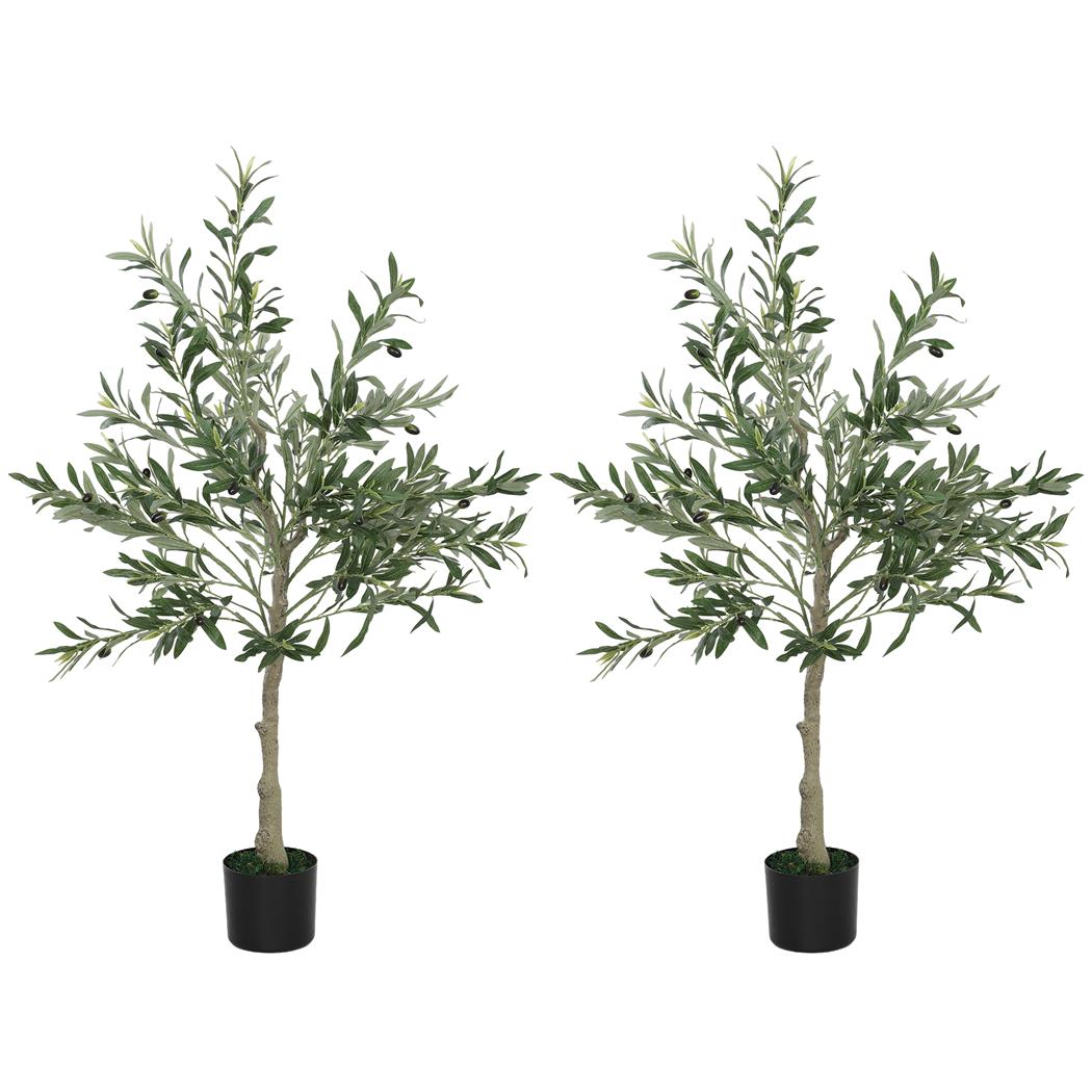 2er Set Büropflanze VERO, künstlicher Olivenbaum, Höhe 120cm, mit Blättern und Oliven