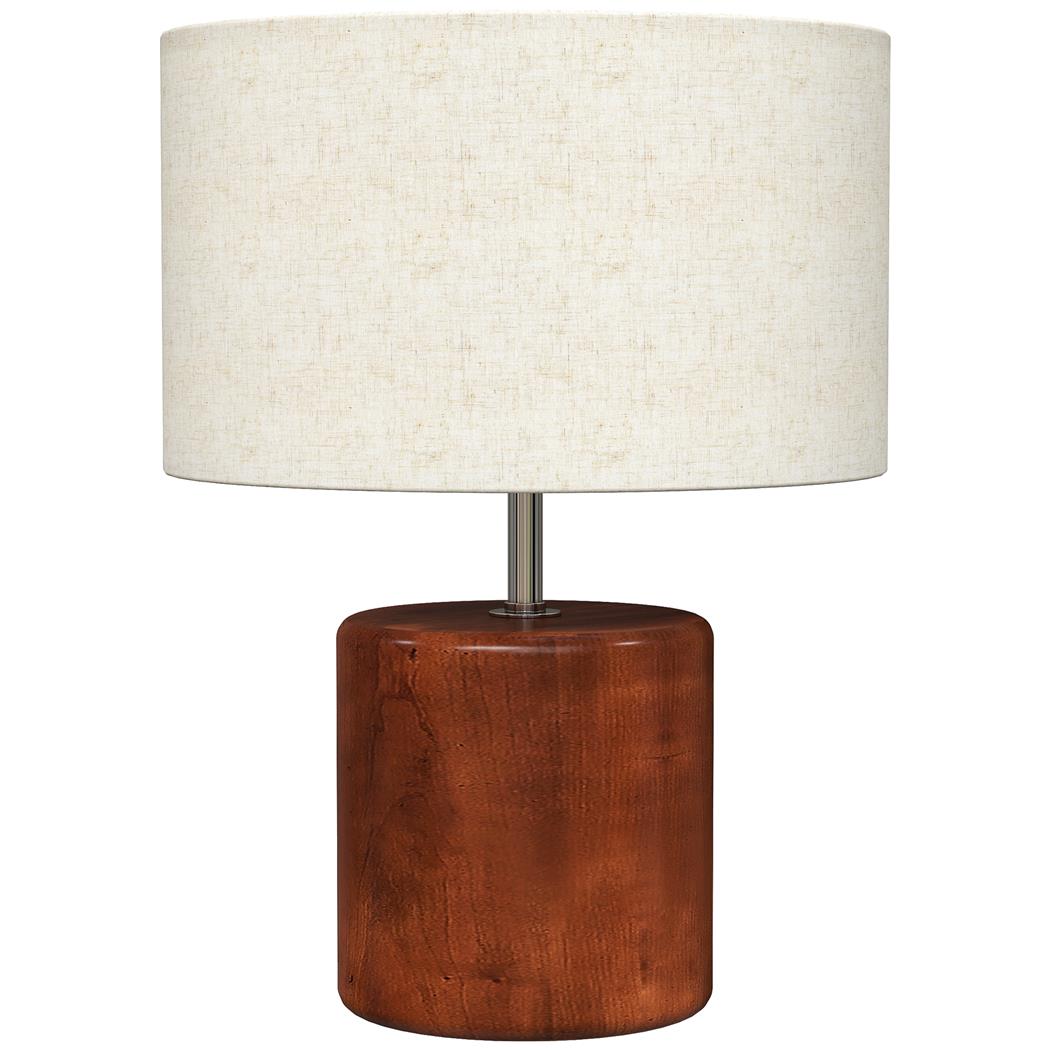 Büroleuchte CLARI, elegante Tischlampe mit Leinenschirm und Lampenfuß aus Holz, Farbe Braun