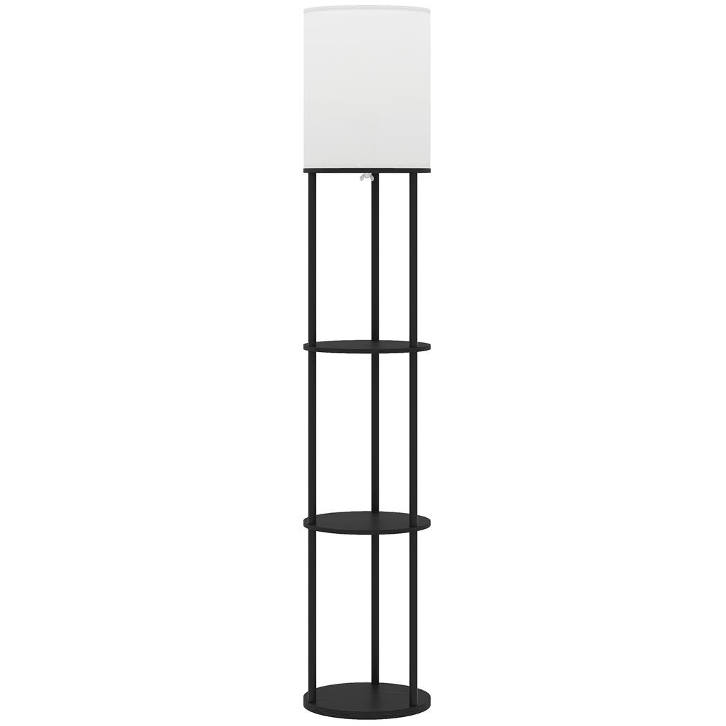 Büroleuchte ORBE, Stehlampe mit Ablagefächern, Höhe 158cm, Farbe Schwarz