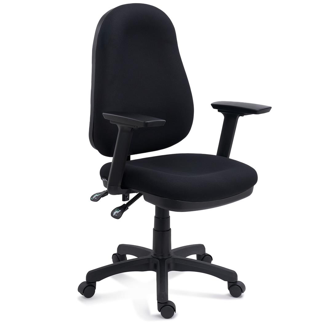 Ergonomischer Bürostuhl ZENIT, 3D-Armlehnen, gepolsterte Sitzfläche und Rückenlehne, Stoffbezug, Farbe Schwarz