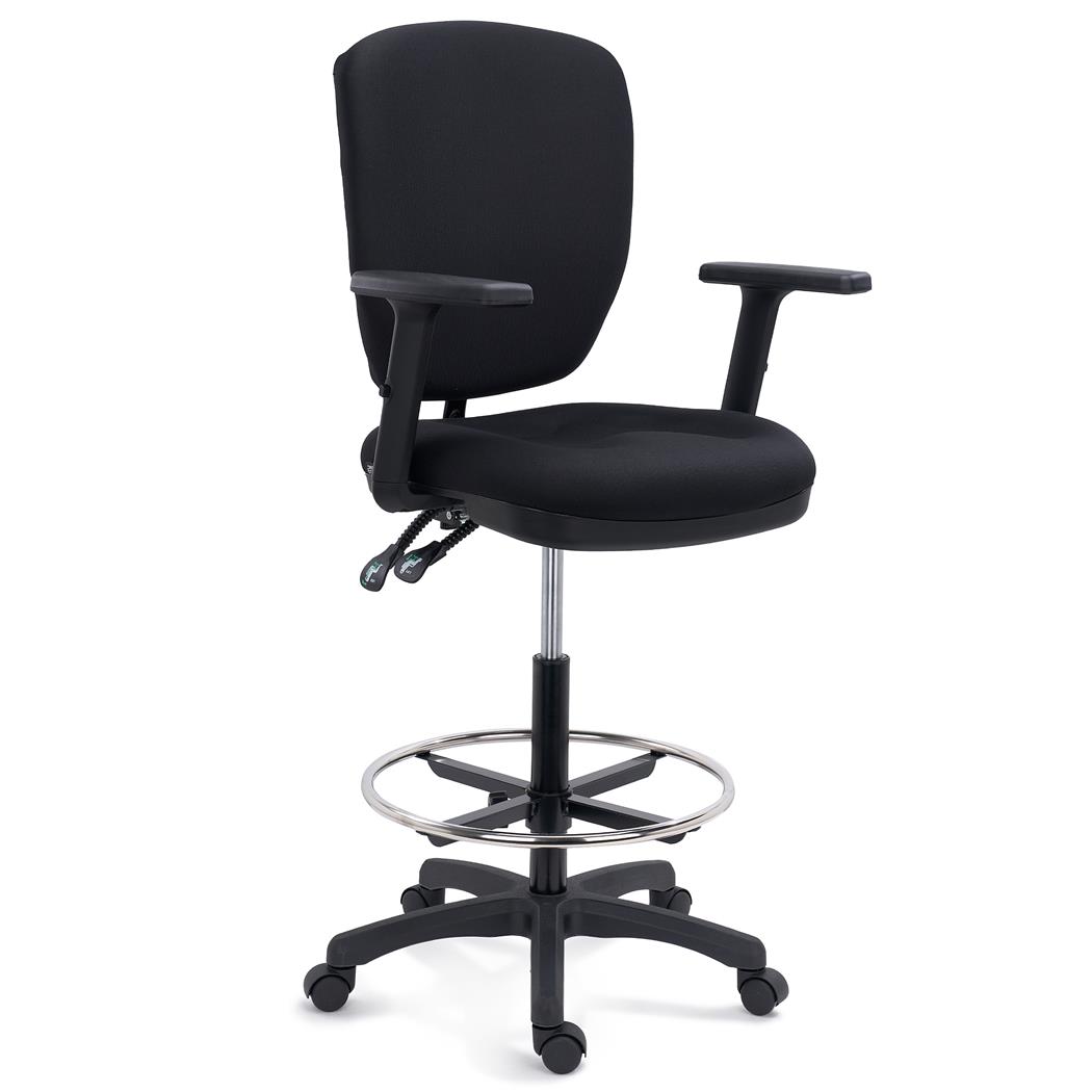 Ergonomischer Bürohocker TRADE, Wippmechanismus, höhenverstellbarer Rückenlehne, Stoff, Farbe Schwarz