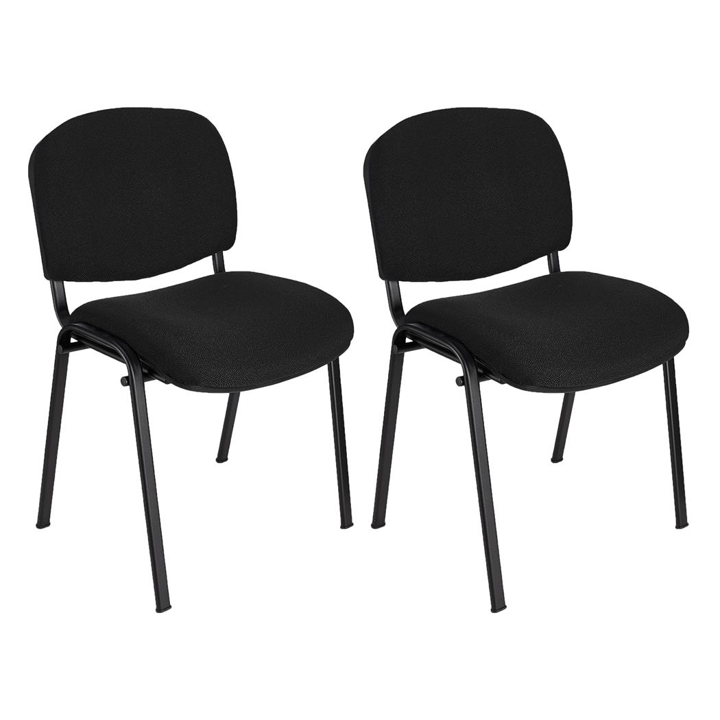 2er Set Konferenzstuhl MOBY STOFF, schwarzes Gestell, bequem und praktisch, stapelbar, Farbe Schwarz