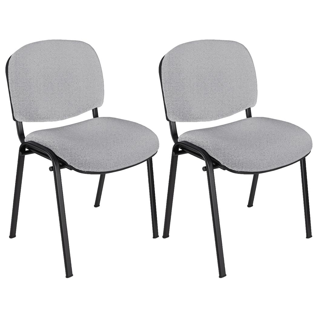 4er Set Konferenzstuhl MOBY STOFF, schwarzes Gestell, bequem und praktisch, stapelbar, Farbe Grau