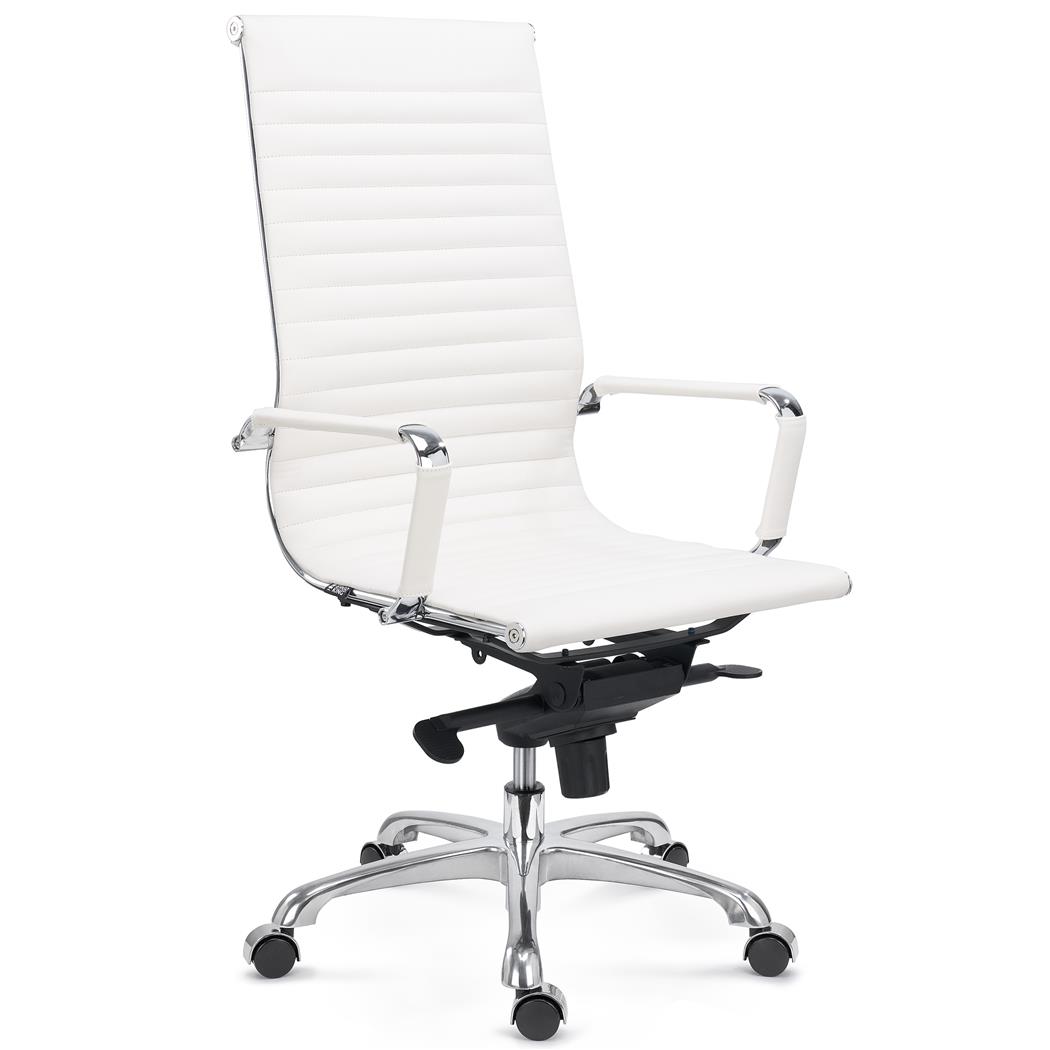 Bürostuhl DORIS, verchromtes Metallgestell, elegante Fertigung in Echtleder, Farbe Weiß
