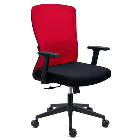 Ergonomischer Bürostuhl NOTE, verstellbare Lordosenstütze, 8h Nutzung, Netzstoff und Stoff, Rot