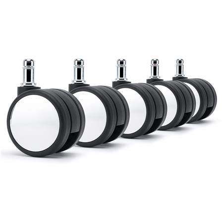5er Set Teppichbodenrollen H2, Kunststoff, Kontrast-Design Weiß mit Schwarz