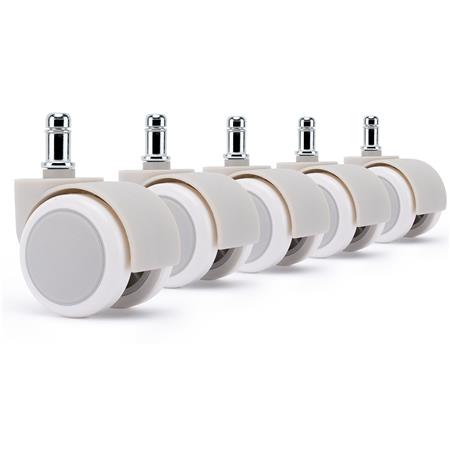 5er Set Rollen H7 für harte und empfindliche Böden, modernes Design, Weiß mit Grau