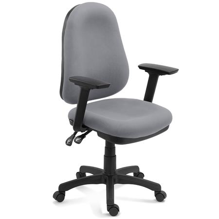 Ergonomischer Bürostuhl ZENIT, 3D-Armlehnen, gepolsterte Sitzfläche und Rückenlehne, Stoffbezug, Farbe Grau
