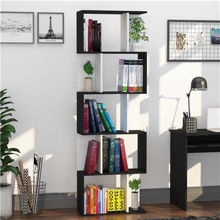 Büroregal AMIX, moderner Stil, 60 x 24 x 184,5 cm, Schwarz/Weiß