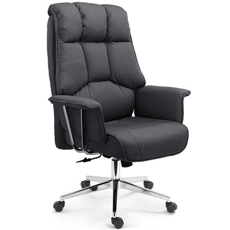 Chefsessel PRESIDENT STOFF, maximaler Komfort, doppelt gepolstert, sehr elegant, Stoffbezug, Farbe Dunkelgrau