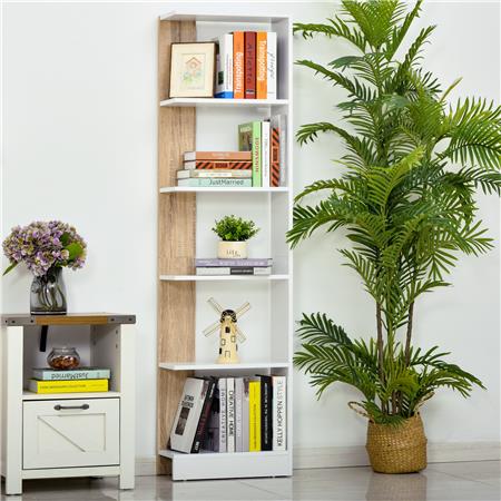 Büroregal NATI, elegantes Design, 45 x 21 x 170 cm, aus Holz,  Farbe Weiß und Eiche