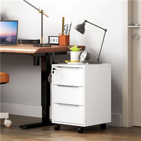 Büroschrank HAVANNA, Schreibtischcontainer, mit 3 Schubladen, 40x40x63,5 cm, Farbe Weiß