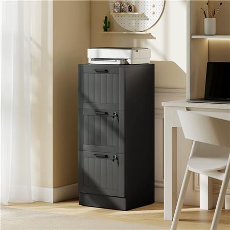 Aktenschrank CAMY mit Hängeregister, 3 Schubladen, MDF-Holz, Farbe Schwarz