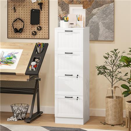 Aktenschrank CAMY mit Hängeregister, 4 Schubladen, MDF-Holz, Farbe Weiß