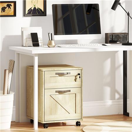 Aktenschrank PIX, Schreibtischcontainer mit Rollen, 41x42x56cm, Farbe Natur