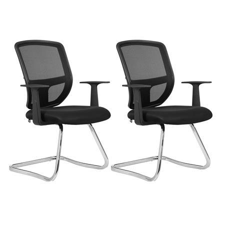 2er Set Besucherstuhl DINAMIC V, Freischwinger, Metallgestell, Schwarz