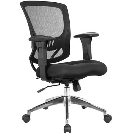 Ergonomischer Bürostuhl DUNCAN, gepolsterte Sitzfäche, Netzstoff-Rückenlehne mit Lordosenstütze, Farbe Schwarz
