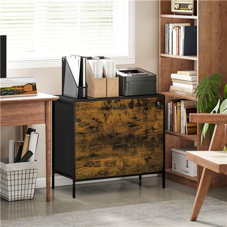 Aktenschrank SINFO, Kommode mit Hängeregister, 80x39x73,5 cm, Industrial Design, Farbe Rustik
