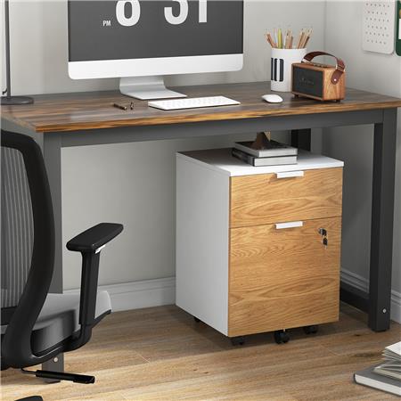 Aktenschrank TIMI, Schreibtischcontainer, 42x40x60 cm, Melaminholz, Farbe Weiß/ Natur
