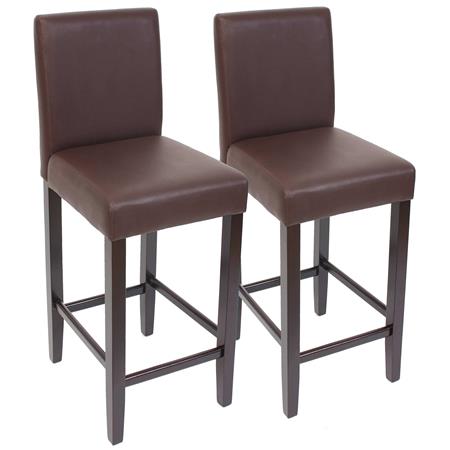 Im 2er-Set Holzhocker PRESTO, sehr stabil, hochwertiges Kunstleder, Farbe Braun