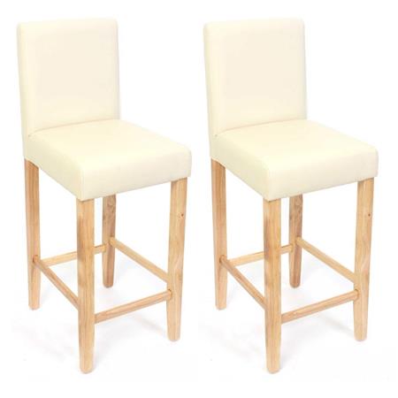 Im 2er-Set: Holzhocker PRESTO, sehr stabil, in hochwertigem Kunstleder, Farbe Beige