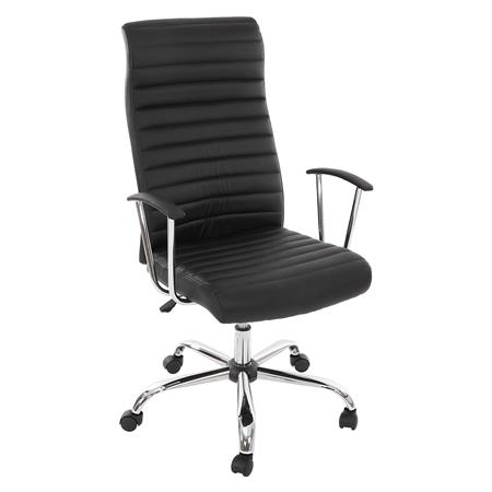 Chefsessel LUKAS, dicke Polsterung, Metallgestell, Lederbezug, Farbe Schwarz