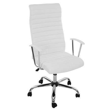 Chefsessel LUKAS, dicke Polsterung, Metallgestell, Lederbezug, Farbe Weiß