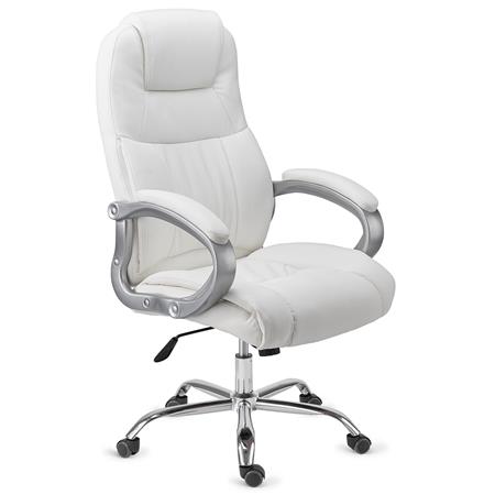 Chefsessel BOSTON LEDER, dicke Polsterung, bis 150 kg belastbar, Stahlgestell, Farbe Weiß
