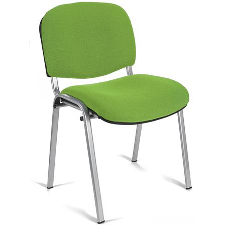Konferenzstuhl MOBY BASE STOFF mit grauen Stuhlbeinen, bequem und praktisch, stapelbar, Farbe Grün