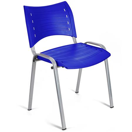 Besucherstuhl ELVA G, stapelbar und sehr praktisch, graue Stuhlbeine, Farbe Blau