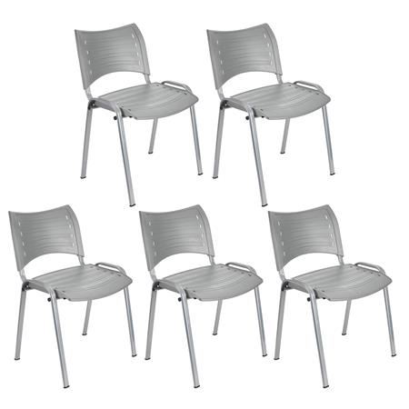 Im 5er-Set: Besucherstuhl ELVA G, stapelbar und sehr praktisch, graue Stuhlbeine, Farbe Grau