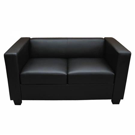 Sessel BASEL, Zweisitzer, elegantes Design, großer Komfort, Leder, Farbe Schwarz